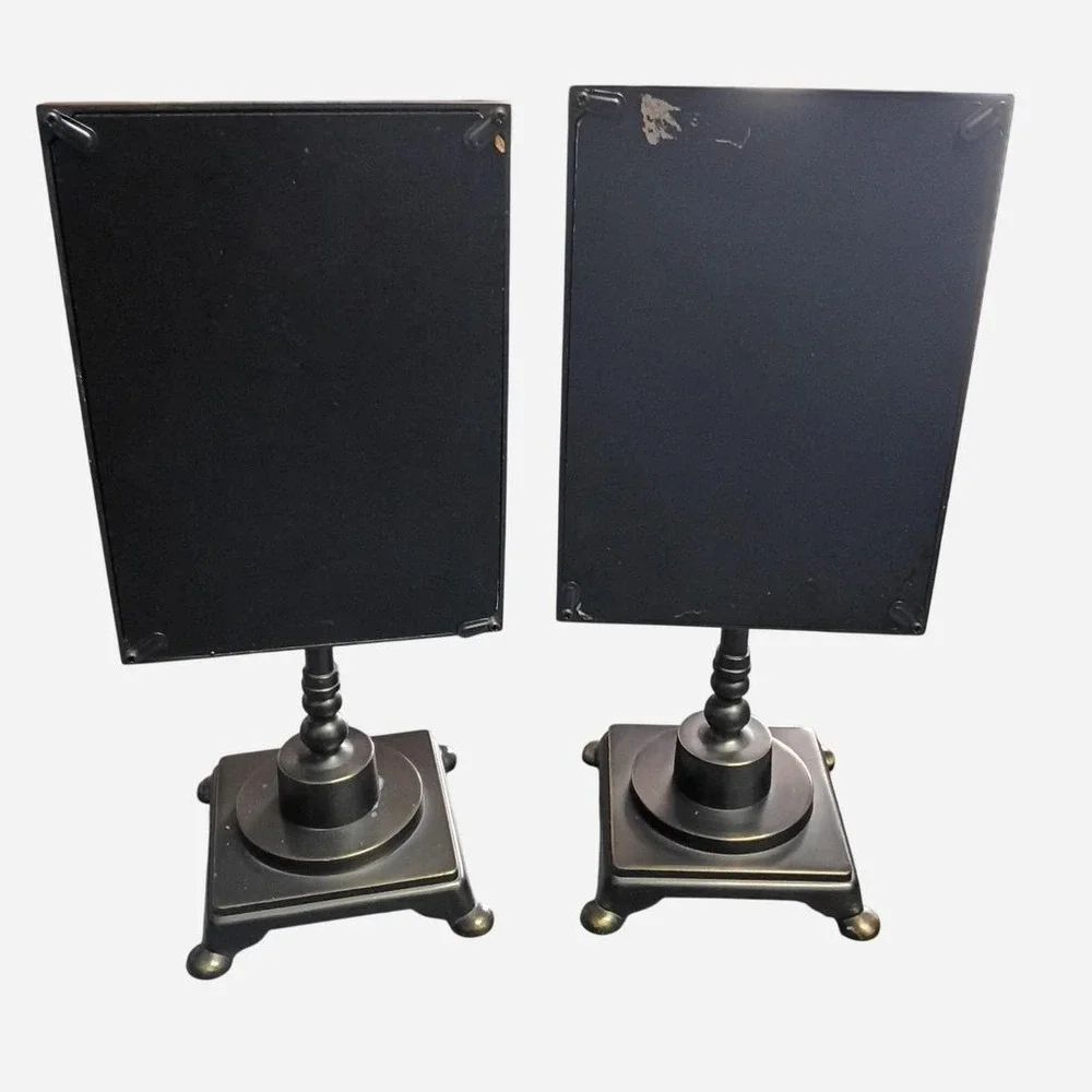 Pair Of Black Metal Picture Frames With Glass Top